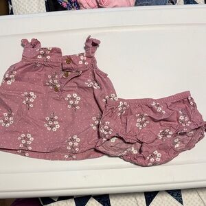 Carters Pink Floral Baby Shirt and Bloomers Set